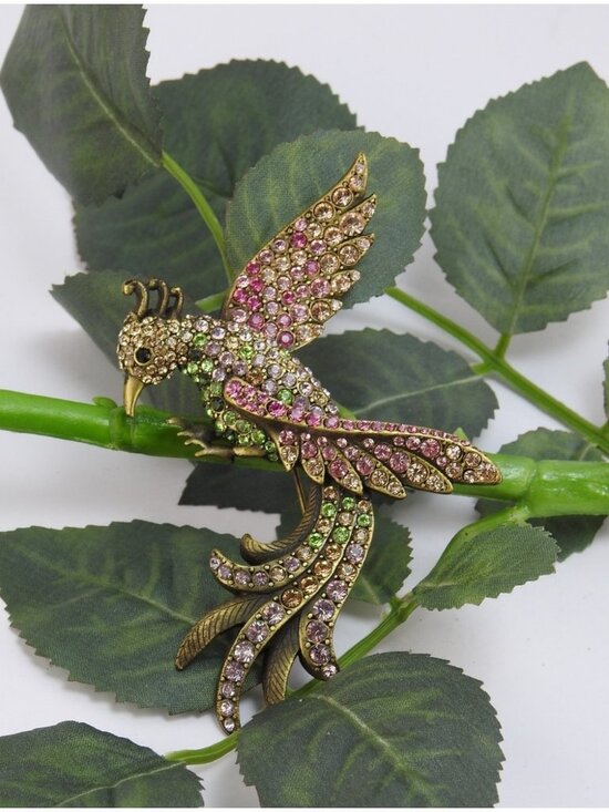 Jay Strongwater Jewelry - Jay Strongwater Crystal Exotic Bird of Paradise Lg Brooch Pin Multicolor 4" Box